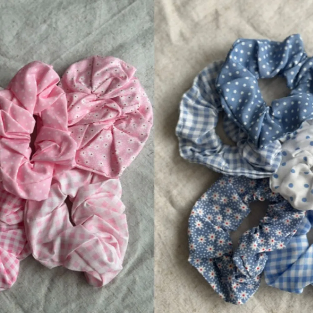 Säljer 10st scrunchies i olika mönster och färger. Aldrig använda så helt nya, har legat i sin förpackning som de kom i är uppackade för bildens skull.. Asusteet.