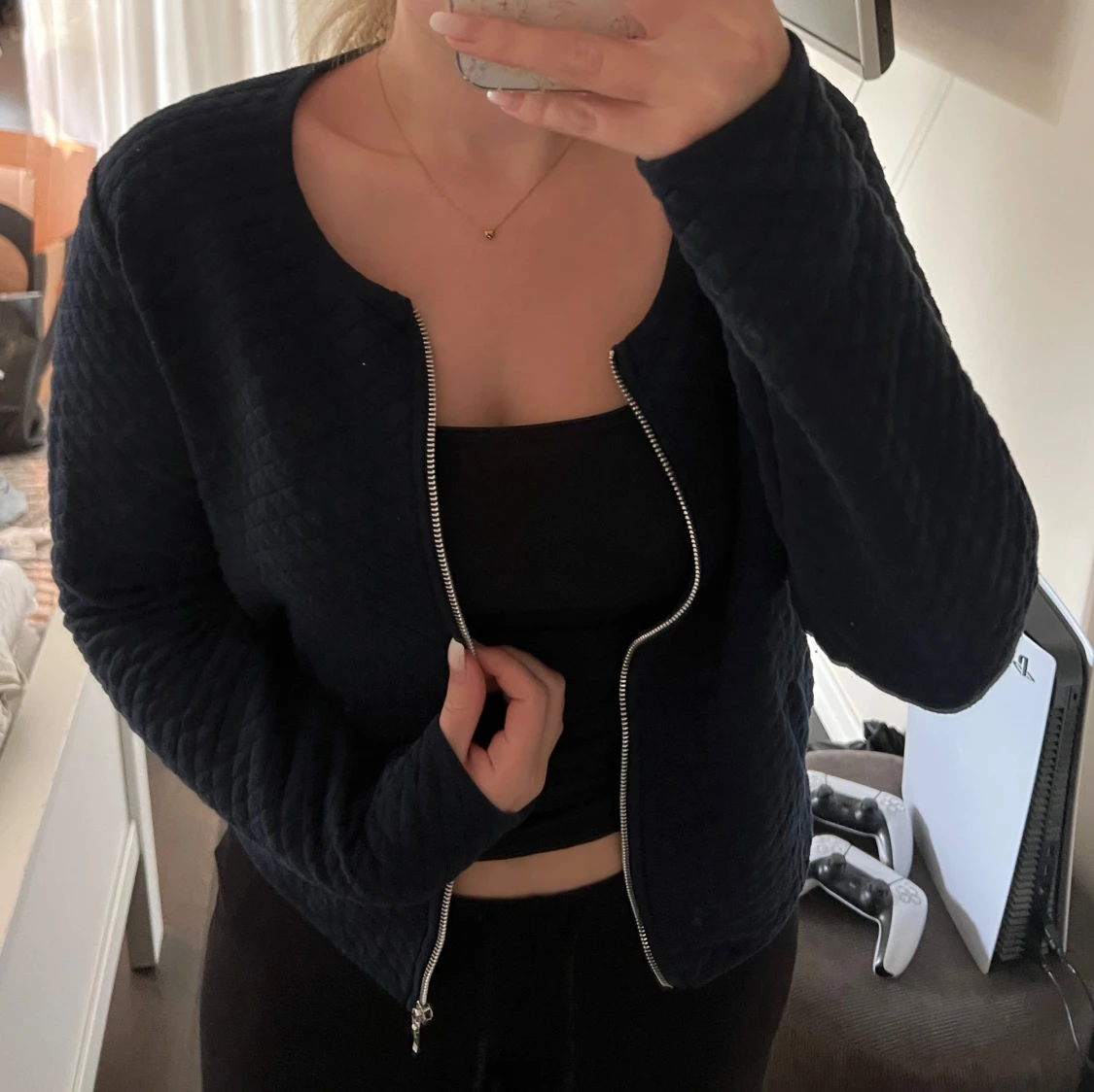 Mörkblå quiltad overshirt från Soda