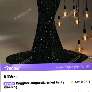 Svart glittrig långklänning med paljetter - Supersnygg svart långklänning med glittrande paljetter över hela klänningen. V-ringad framtill, långärmad och med dragkedja i ryggen. Perfekt för dig som vill sticka ut på festen med en elegant och glamorös look.