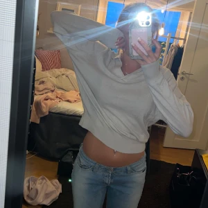 Ljusgrå v-ringad tröja från Chiquelle - Säljer en ljusgrå v-ringad tröja från Chiquelle. Tröjan har långa ärmar, mjukt material och en klassisk krage. Perfekt till jeans eller kjol för en enkel och stilren look.