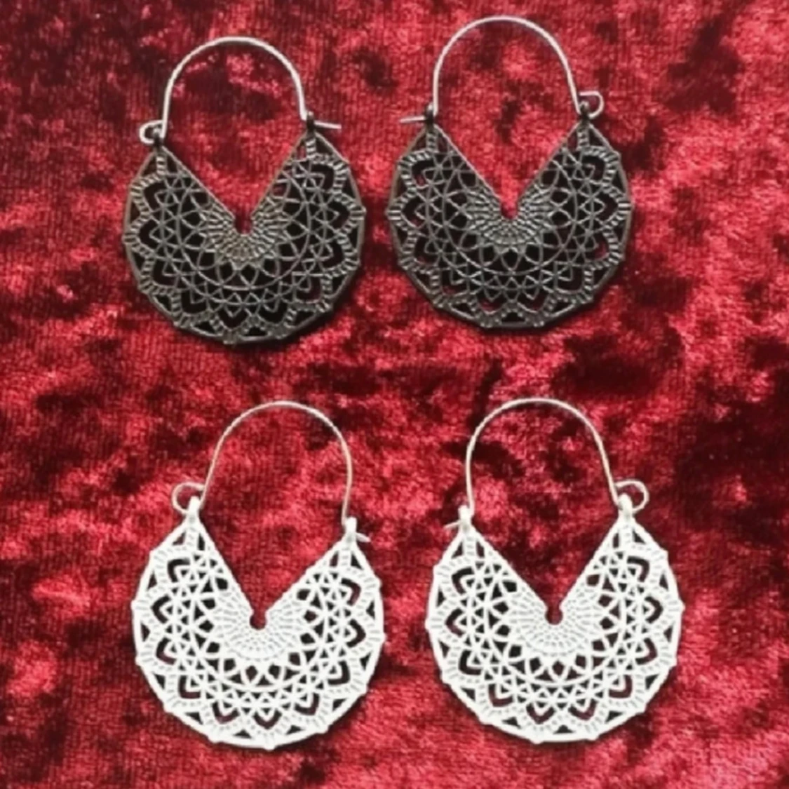 3 par bohoörhängen – filigranmönster i lättmetall, nya - 1