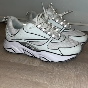 Dior b22 - Säljer ett par dior b22or i storlek 43. Riktigt bra skick men har dock lite svårbortagna fläckar (se sista bilden). Annars väldigt schyssta nu till sommaren. Obs box ingår inte