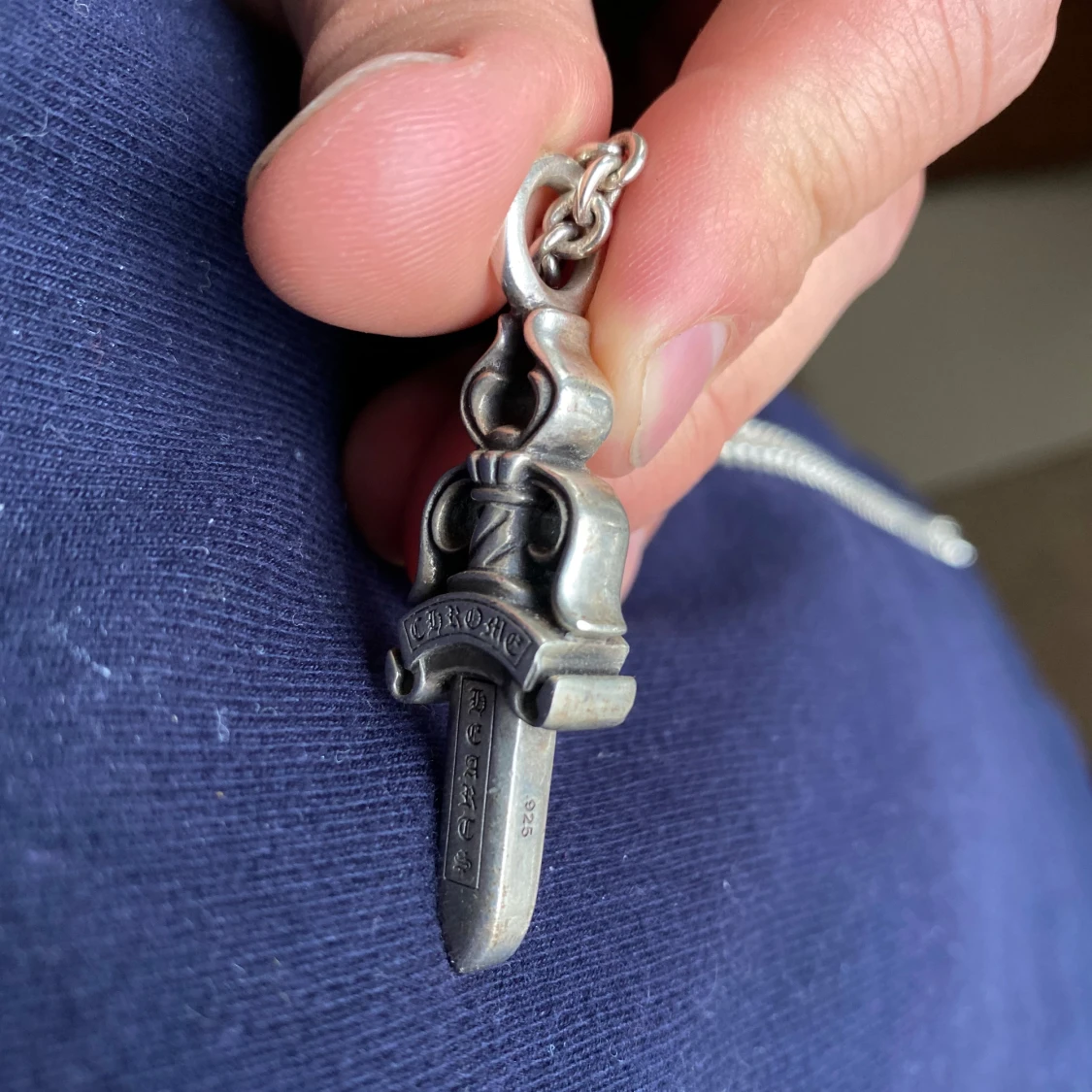 Chrome hearts dagger pendant med silverkedja  - 3
