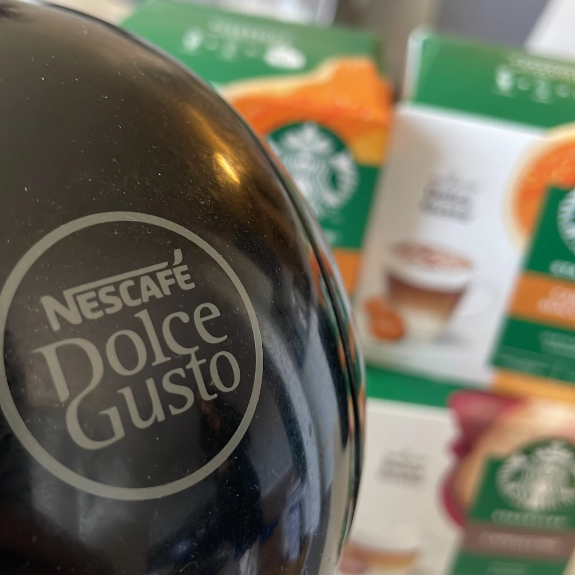 kaffemaskin med medföljda kappslar 