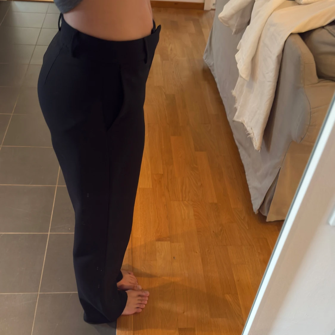 Svarta kostymbyxor med normal passform - 1