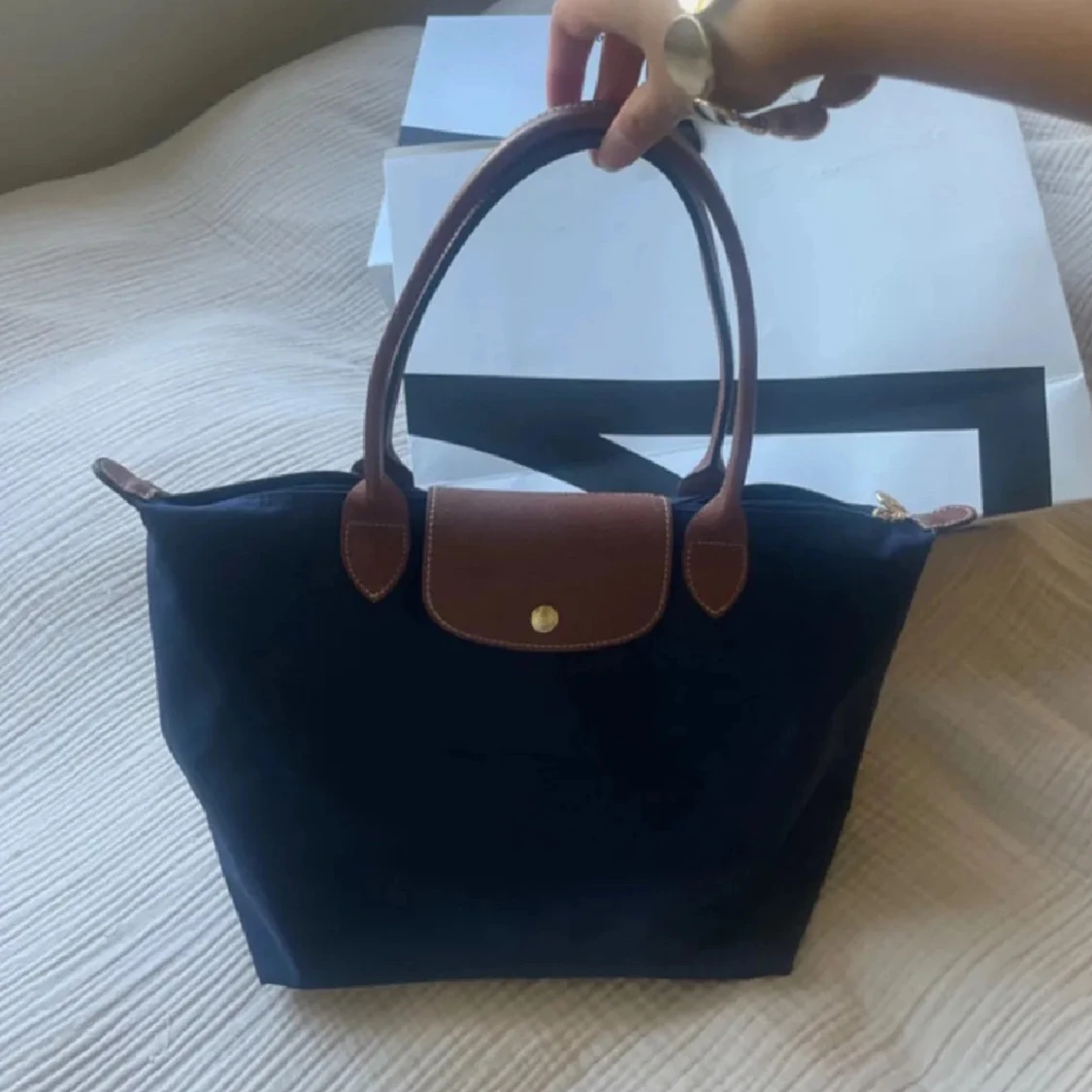 Blå handväska från Longchamp