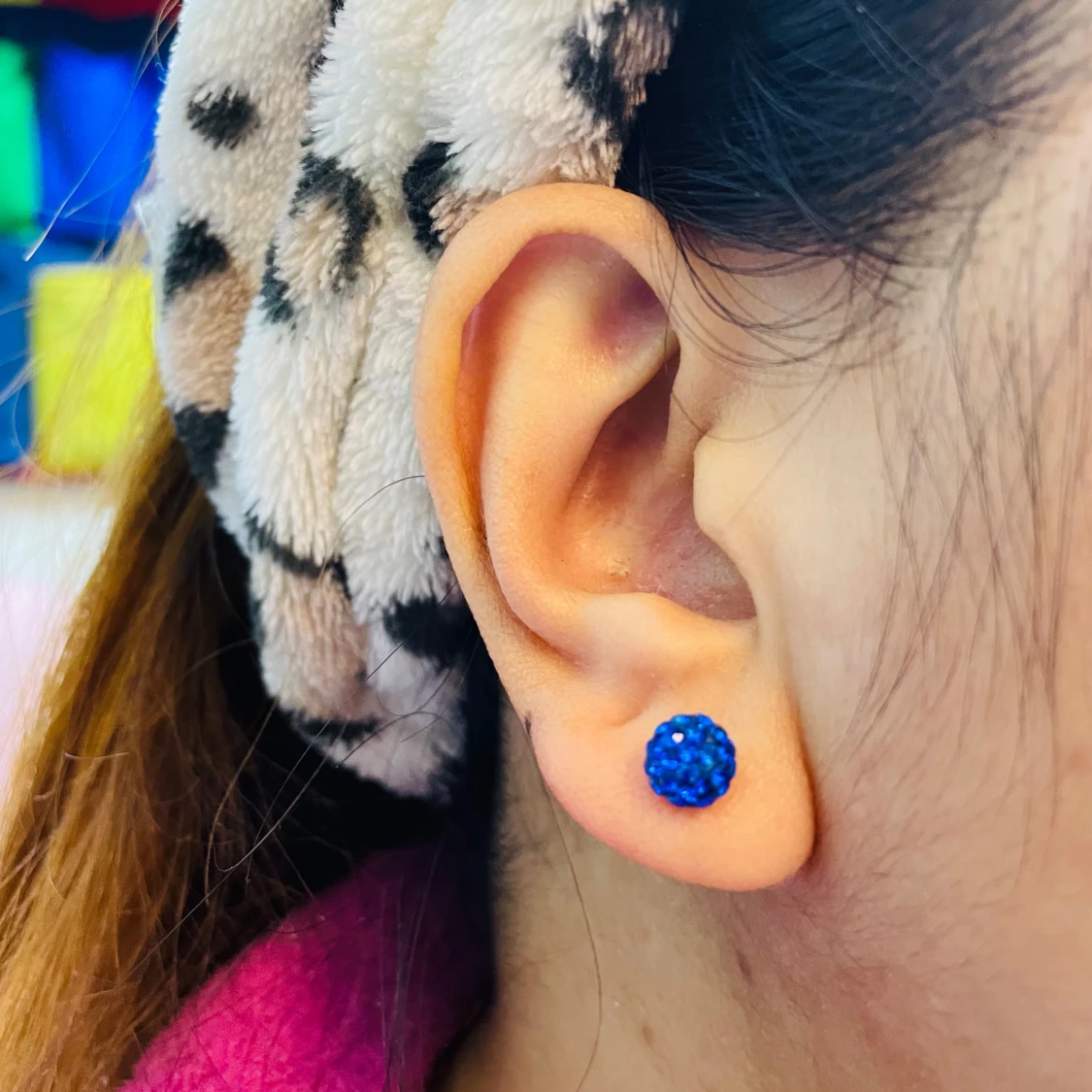 Earrings/Studs in disco ball design filles with rhinestones - 2