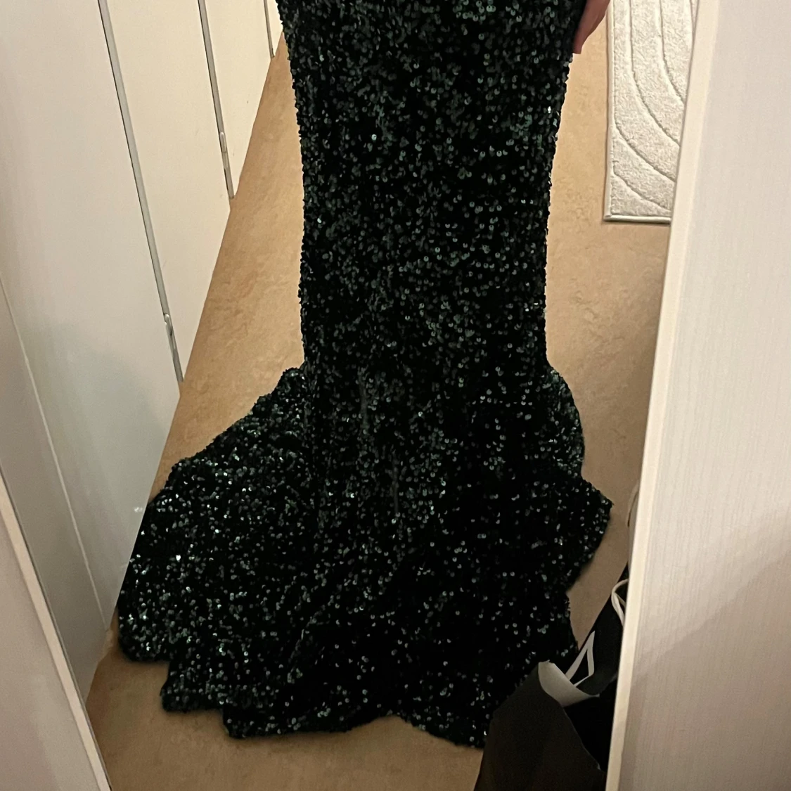 Grön paljett/ glitter bal klänning - 3