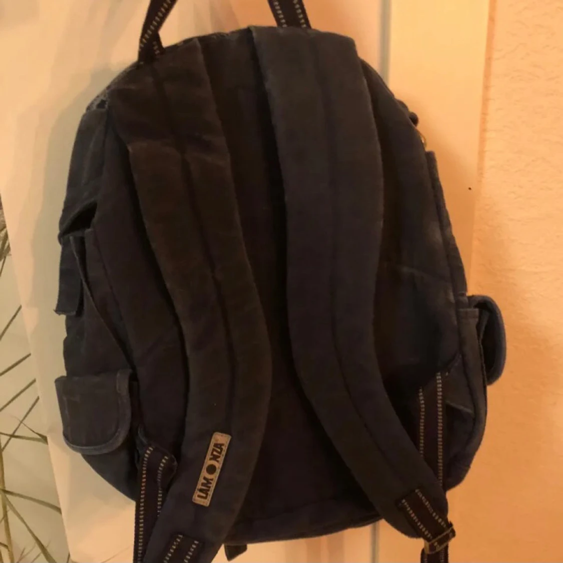 Jeans-blå ryggsäck med tryck - 1