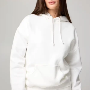 Vit hoodie med huva och ficka - Säljer en klassisk vit hoodie med huva