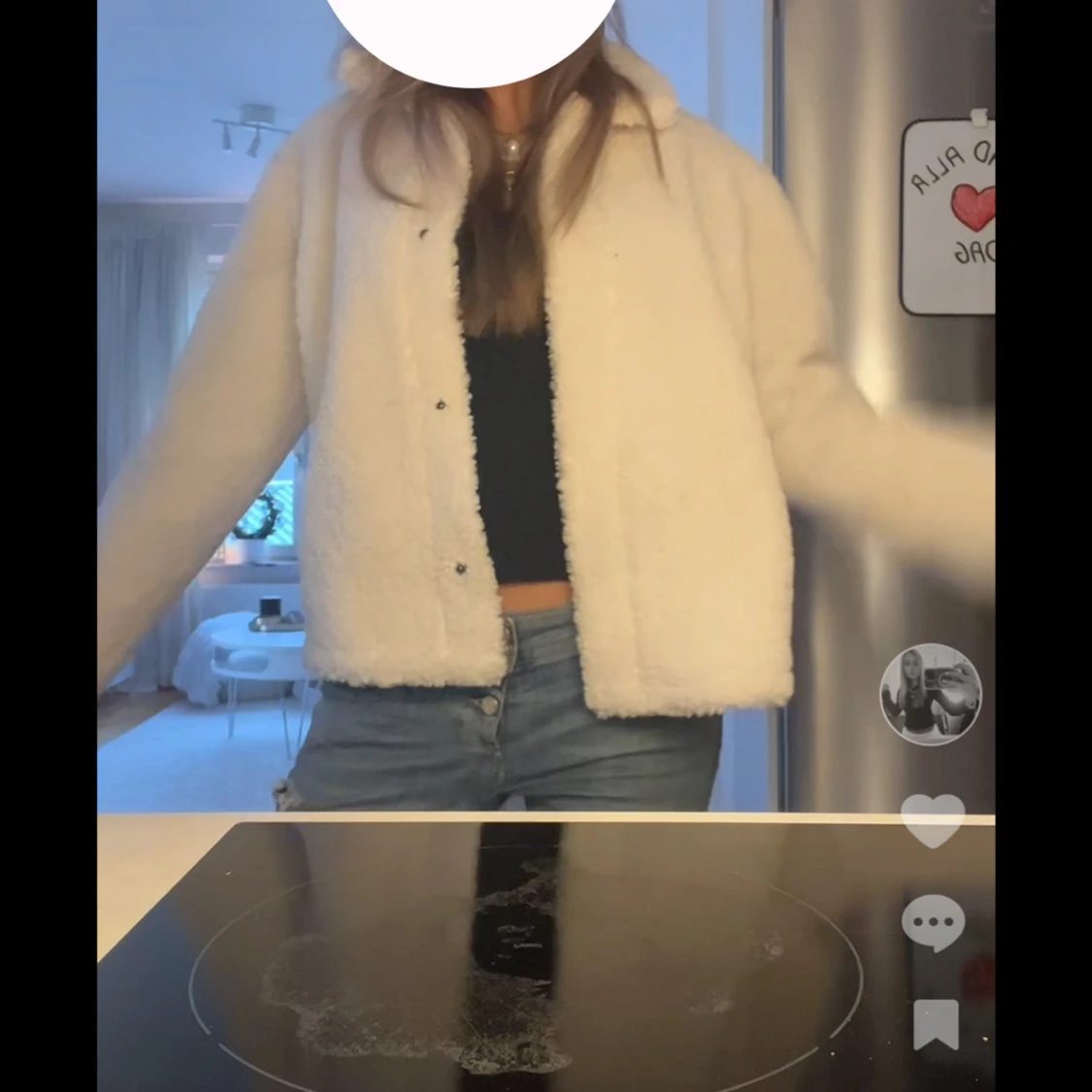 Vit teddyjacka med krage - 1