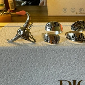 Ringar - Lite fler ringar, de är köpta på en cowboy/country butik. Alla förutom blommor är justerbara, skulle säga att blommorna är i storlek S/M. De är använda max 4-5 gånger. 40kr per ring eller 150kr för alla 5!😊💕 Finns ute på fler ställen (är inte såld så länge annonsen fortfarande uppe)