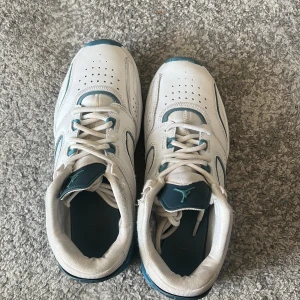 Nike Air Max vita och blå sneakers - Nike Air Max sneakers i vitt och blått med snygga detaljer och synlig Air Max-sula. Skorna har snörning, perforerade partier för ventilation och en rund tå.