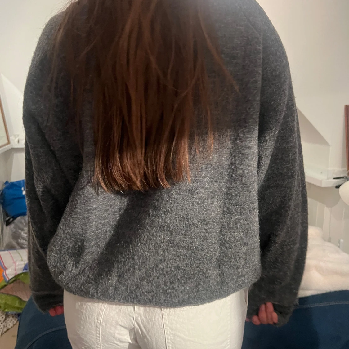 Mörkgrå stickad tröja med rund hals Filippa K - 3