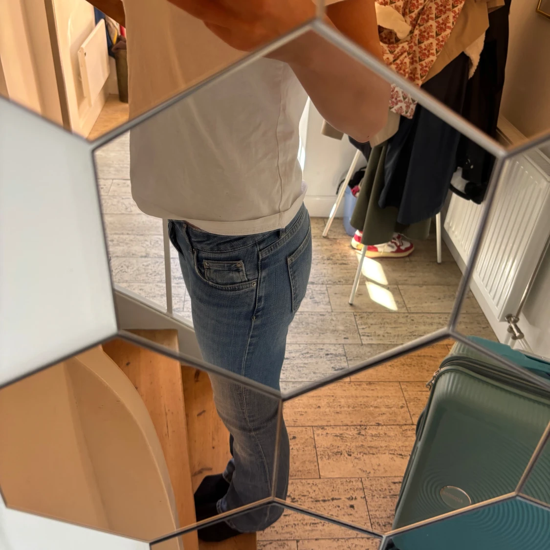 Blå lågmidjade flare jeans - 1