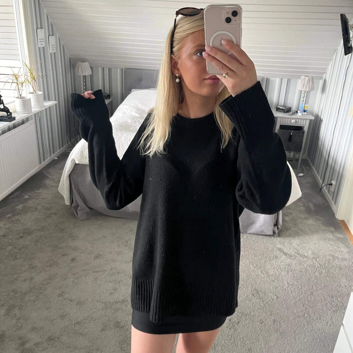 Svart oversized stickad tröja - 2