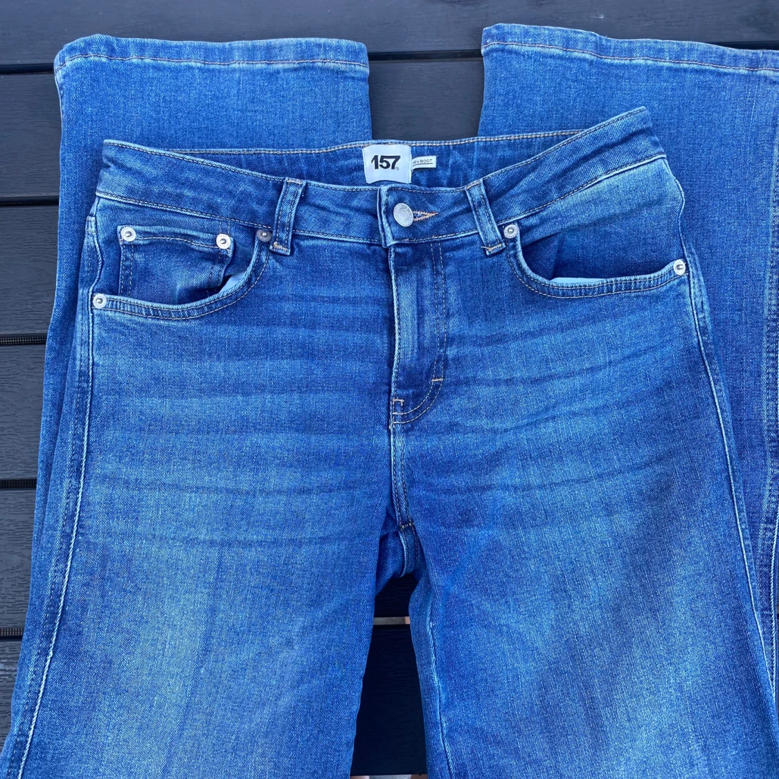 Blå jeans med raka ben från 157 - 3