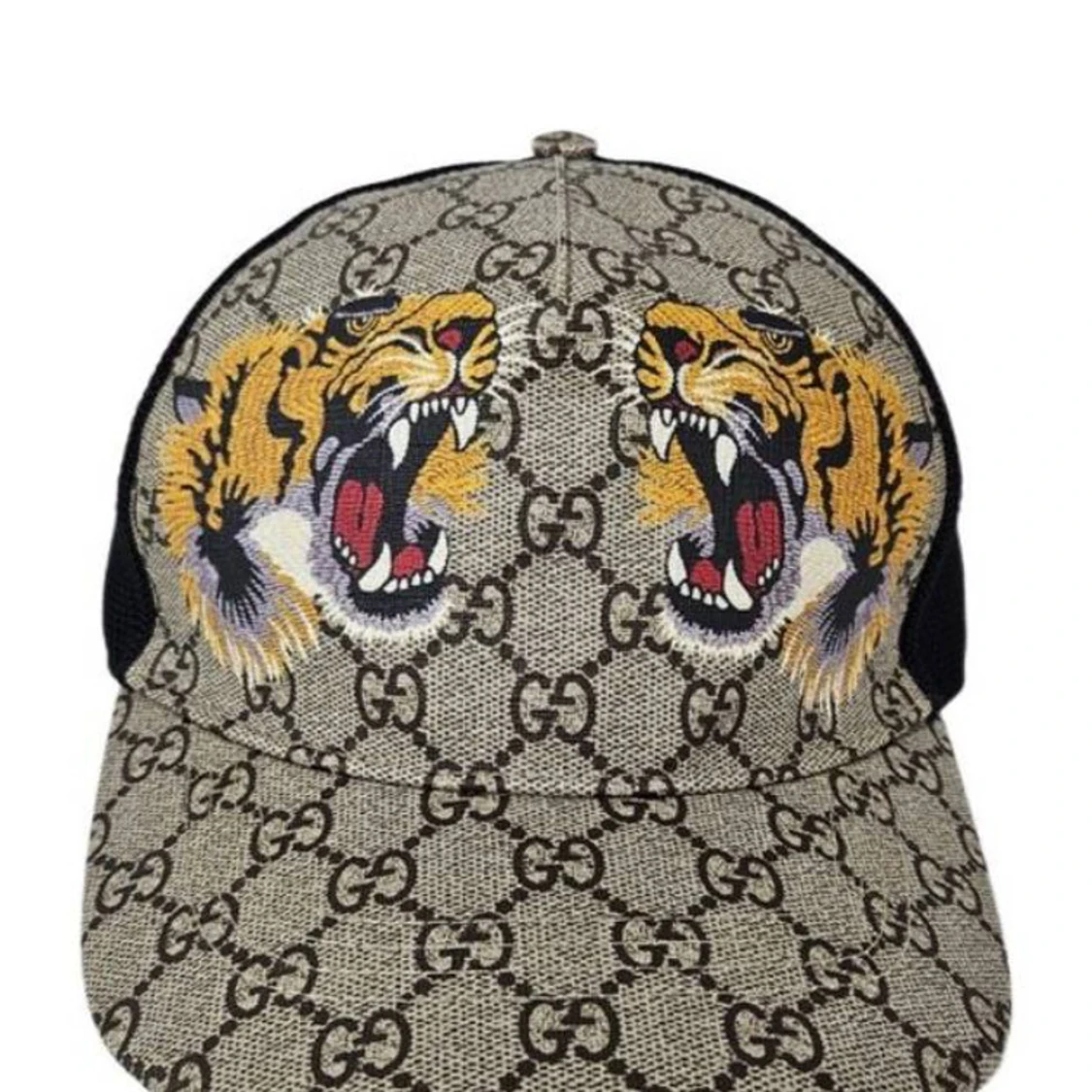 Gucci keps med tigerbrodyr och GG-mönster