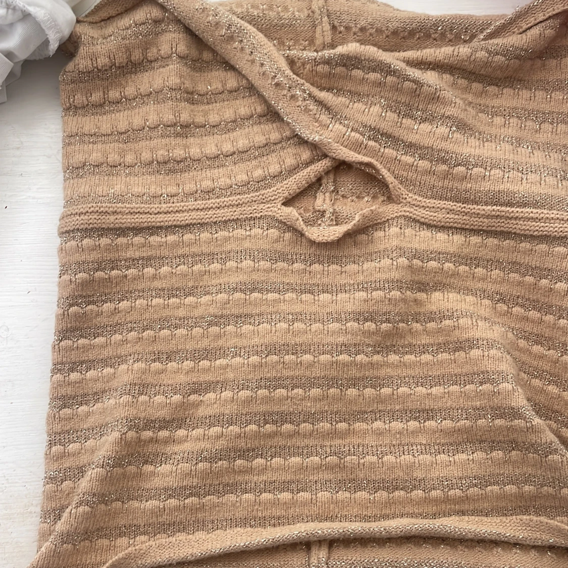 Beige/ guldig stickad bandeau tubtopp - 2