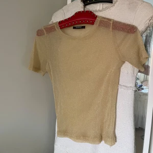 Glittrig guldig topp från Zara  - Snygg genomskinlig glittrig guldig topp från Zara 