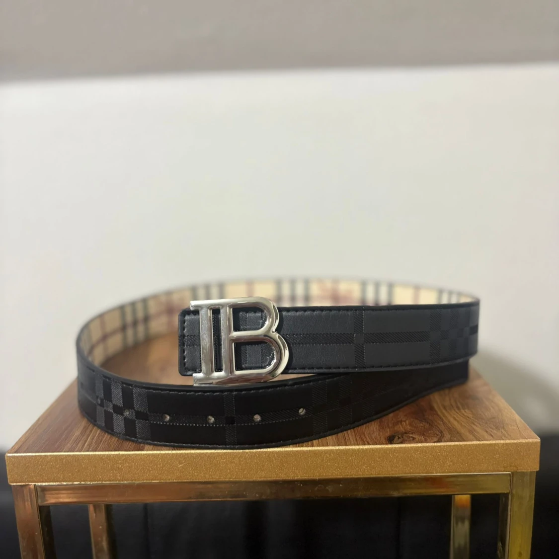 Rutmönstrat Burberry-inspirerat bälte - 2