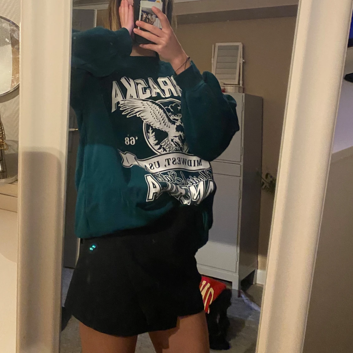 Grön oversized sweatshirt med tryck - 2