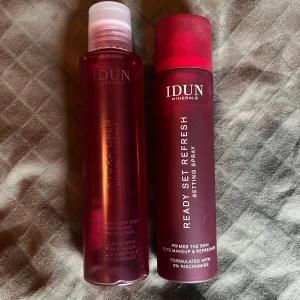 IDUN Minerals face mist & toner duo - Säljer två produkter från IDUN Minerals: Ready Set Refresh Setting Spray 100ml och Hydra Calm Mineral Essence 125ml. Båda använda, se bild 2 hur mycket det är kvar. Nypris över 500 för båda