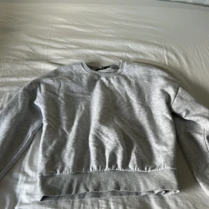 Grå sweatshirt från Sister S, storlek S - En basic ljusgrå sweatshirt från Sister S i storlek S. Tröjan har rund halsringning, ribbade muddar och är tillverkad i mjuk bomullsmix. Perfekt för en chill och avslappnad stil. Passar dig som gillar enkel och clean look.