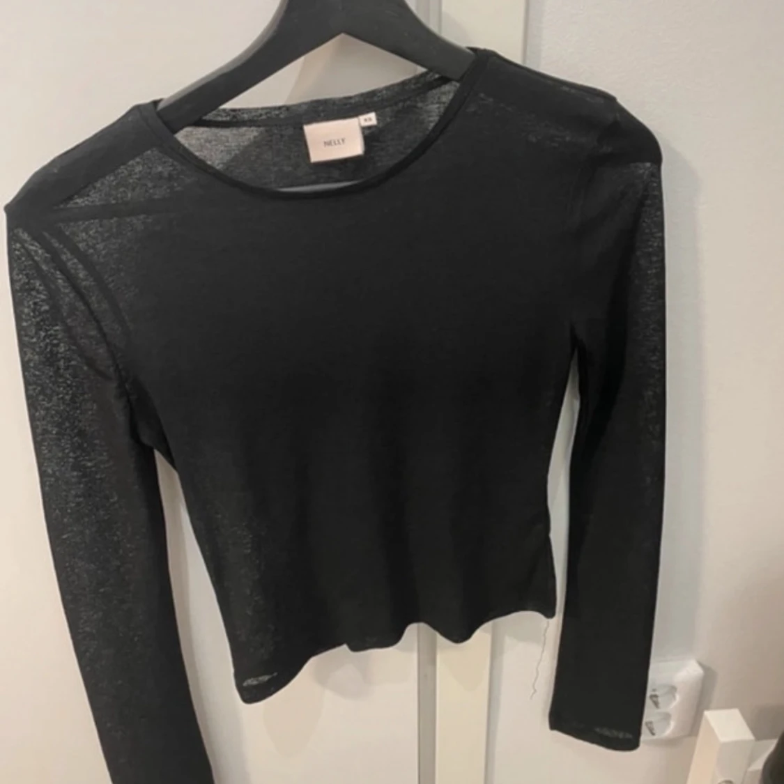 Svart långärmad topp genomskinlig  - 2