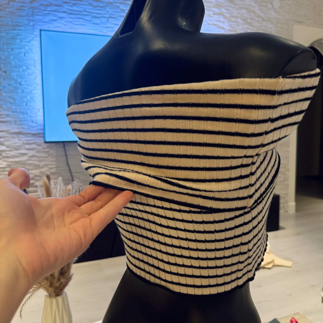 Randig offshoulder topp - 1