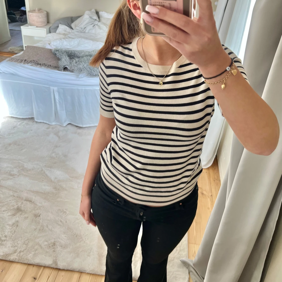 Randig kortärmad topp