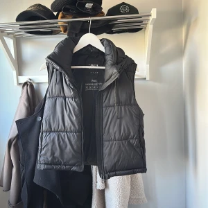 Svart dunväst från Zara - Snygg svart dunväst från Zara med dragkedja och hög krage. Perfekt för lager-på-lager under kyliga dagar. Västen har en stilren design och är lätt att matcha med olika outfits. Använd fåtal gånger så är i väldigt fint skick🥰