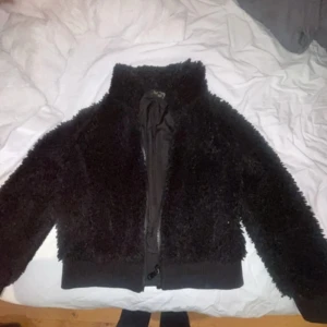 Svart teddyjacka med dragkedja - Mysig svart teddyjacka med dragkedja framtill. Perfekt för kyliga dagar med sin fluffiga textur och bekväma passform. Jackan har långa ärmar och en hög krage för extra värme. Köpt på sellpy använd 1 gång av mig bara 