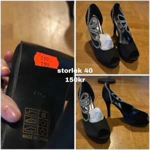 Svarta Klackskor Med Silver Detalj - oanvända, storlek 40.