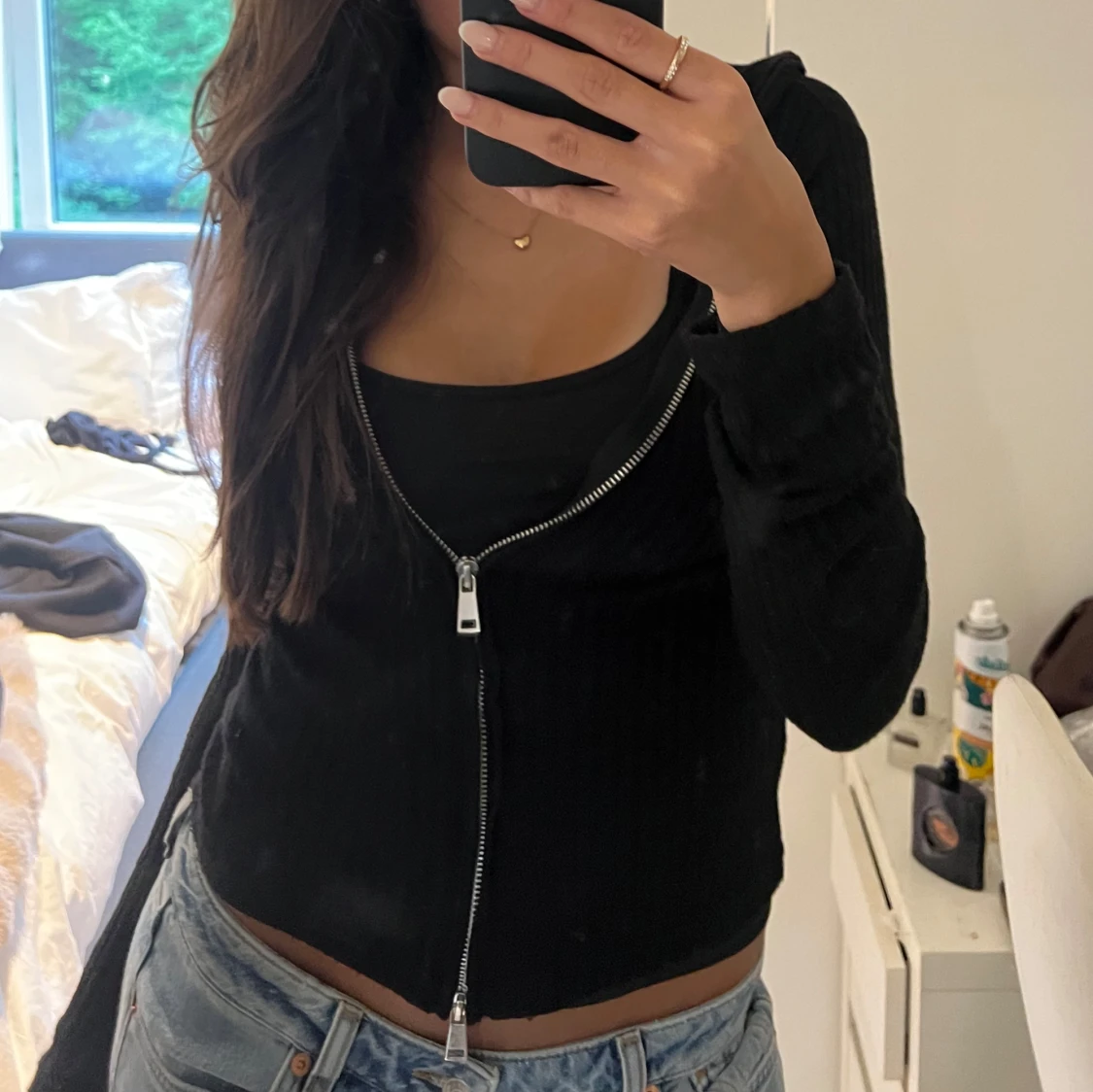 Svart croppad stickad overshirt