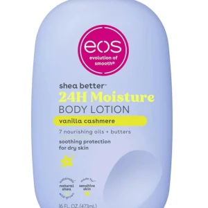 EOS 24H Moisture Body Lotion Vanilla - EOS shea better 24H Moisture Body Lotion i doften Vanilla Cashmere. Innehåller 7 närande oljor och smör, perfekt för torr hud. Kommer i en ljuslila plastflaska med vit pump och rosa logga. Storlek 473 ml. Säljer för 270kr. Varan är helt ny och oanvänd💕