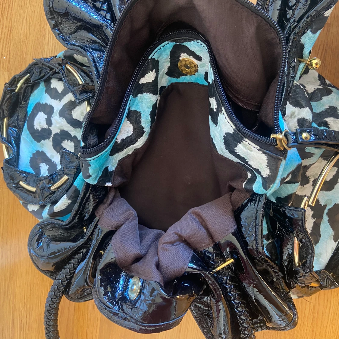 Blå leopardmönstrad axelväska - 3