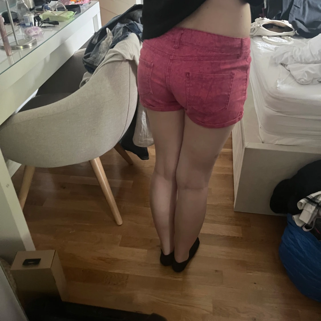 Rosa mönstrade jeansshorts - 3