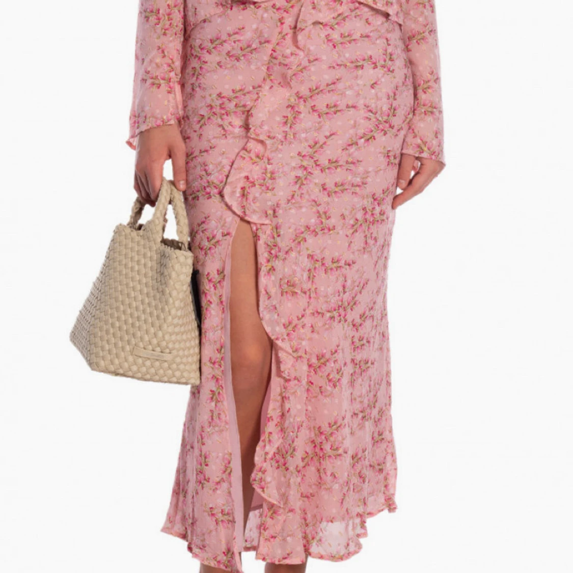 Rosa blommig kjol med volang från Neo Noir - 4