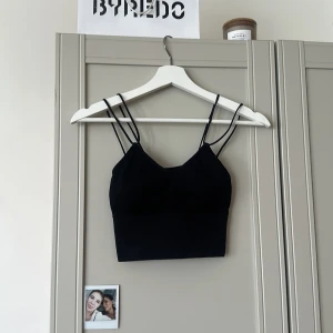 Svart sportbh🖤 - Svart sportbh med inbyggd bh! Ribbad, lite nopprig därav priset🖤s/m