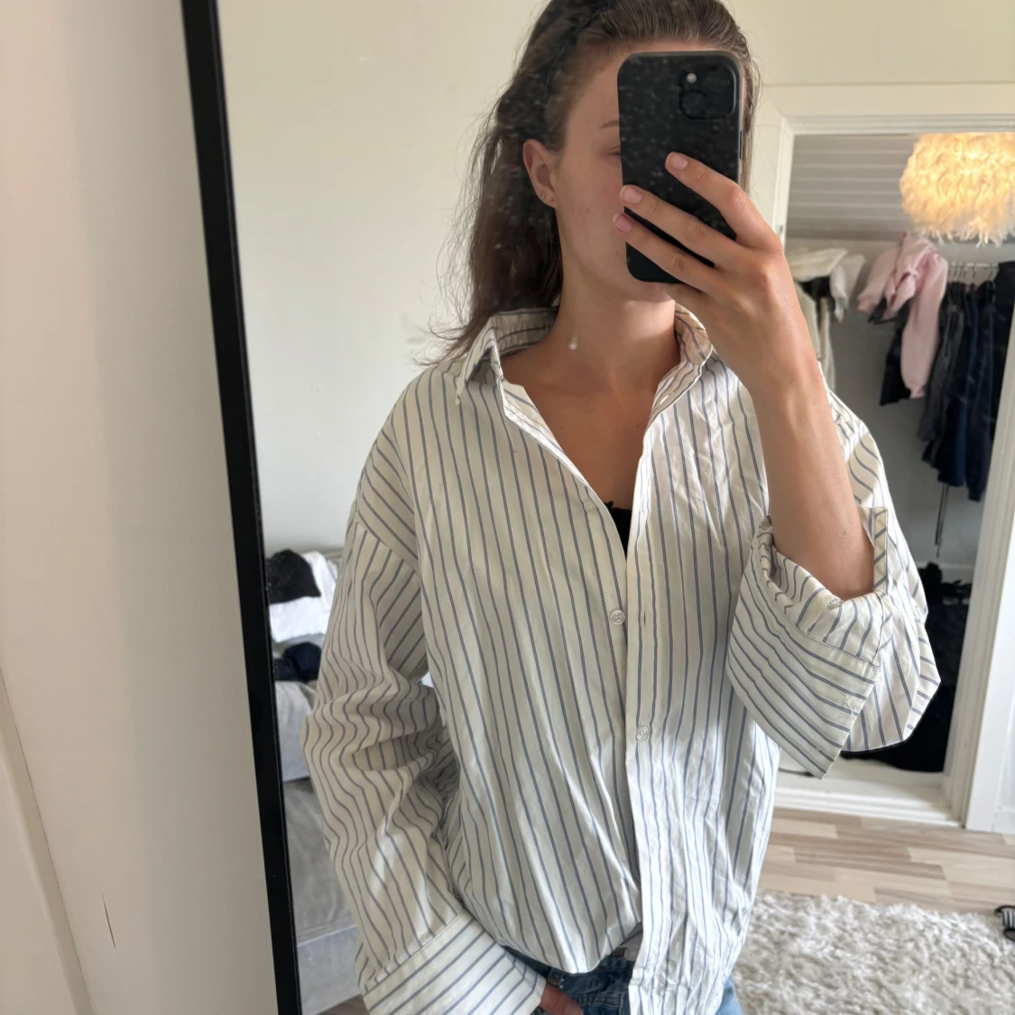 Vit oversize randig skjorta - 1