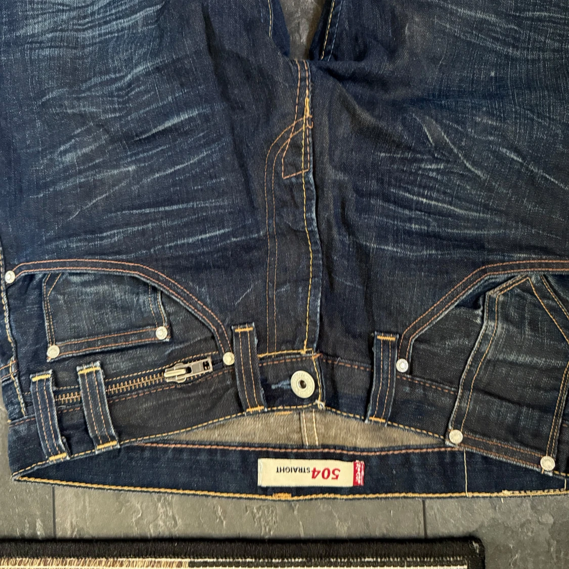 Levi's 504 mörkblå jeans straight fit, vintage  - 4
