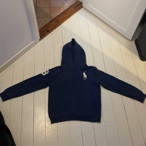 Blå hoodie från Polo Ralph Lauren - Oanvänd Mörkblå hoodie från Polo Ralph Lauren i storlek small. 