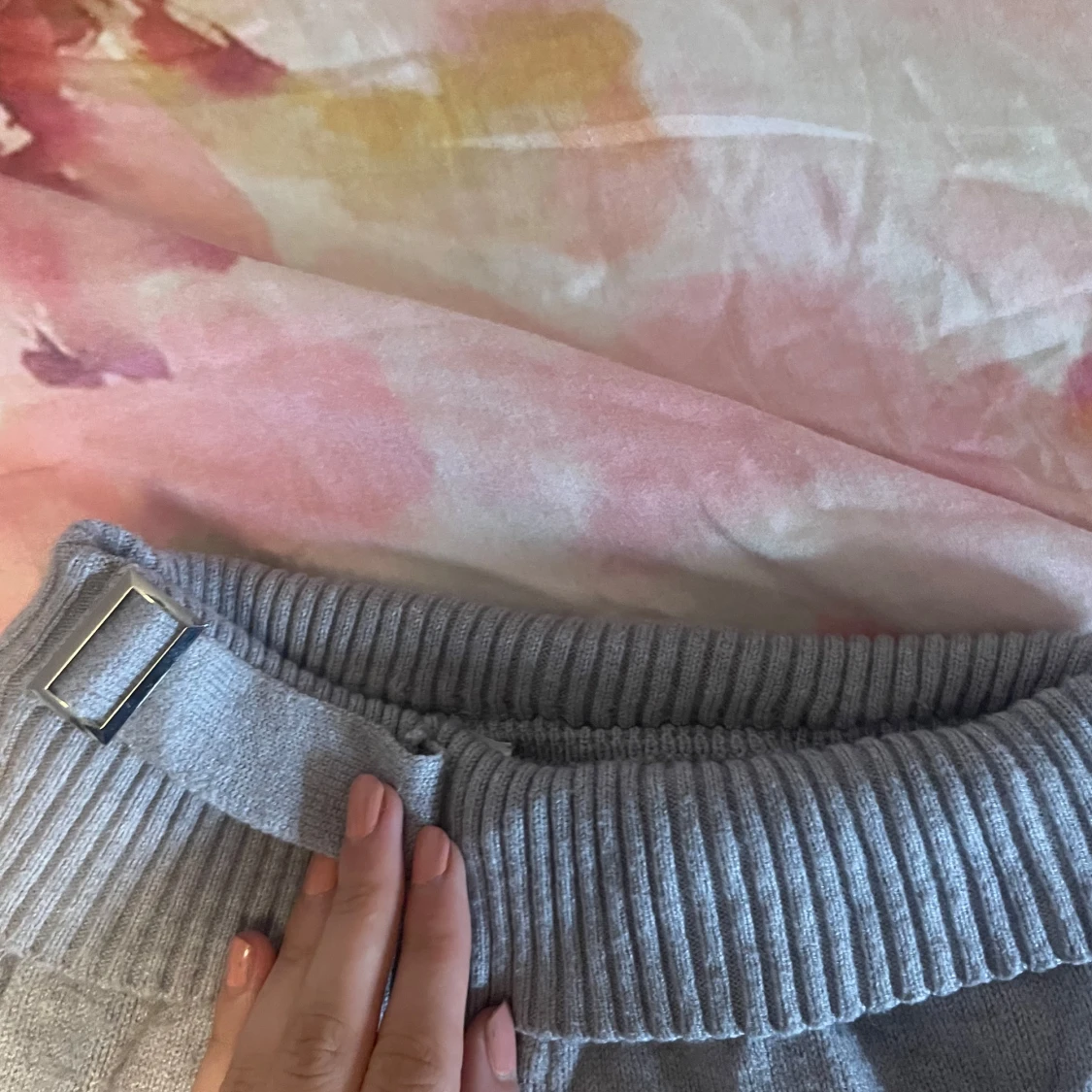 Grå stickade mjukisbyxor S - 2