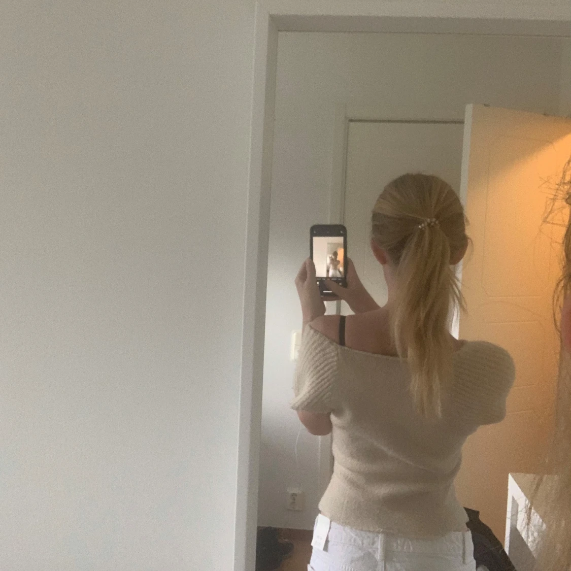 Beige stickad topp - 2