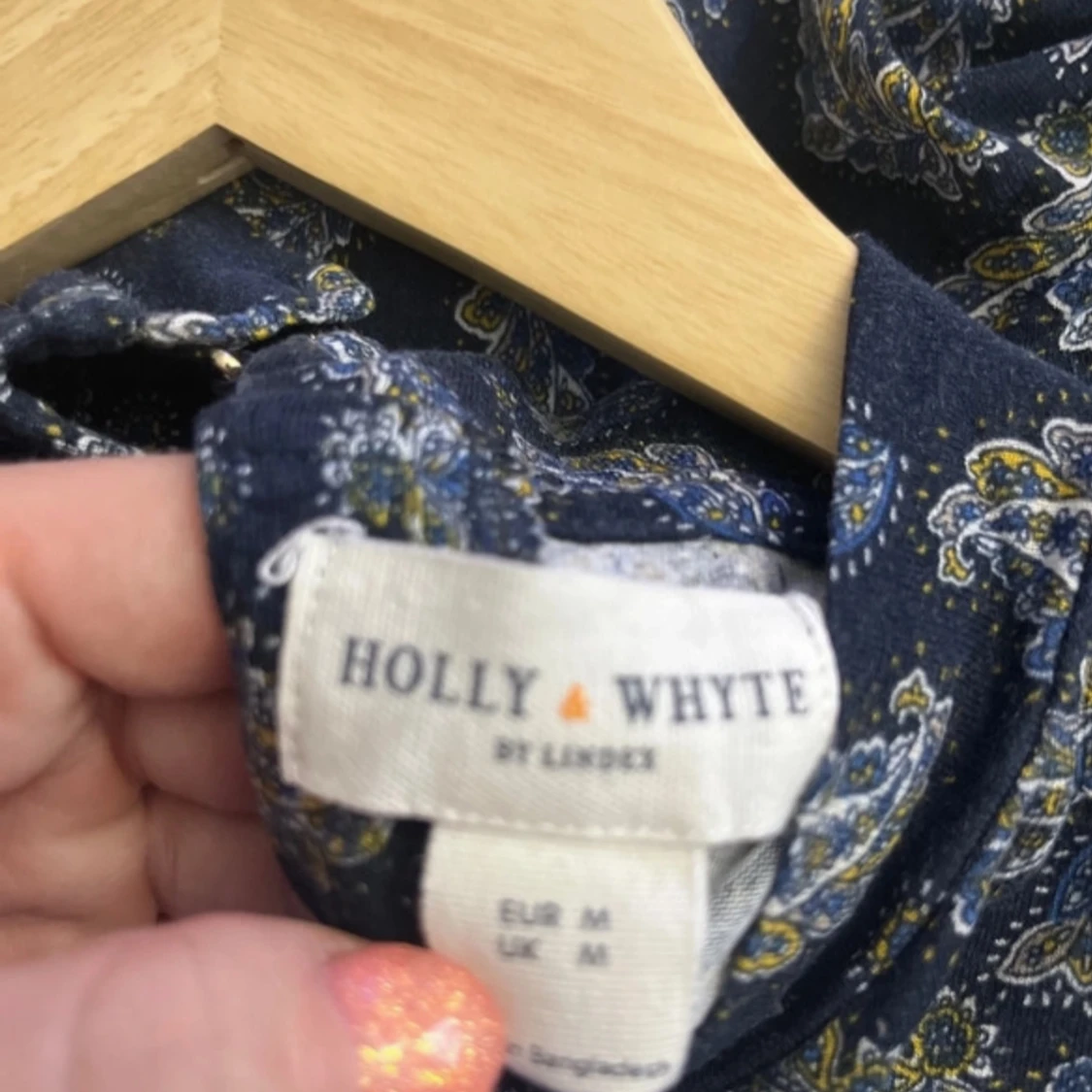 Mörkblå blus med fjäder mönster Medium - 3