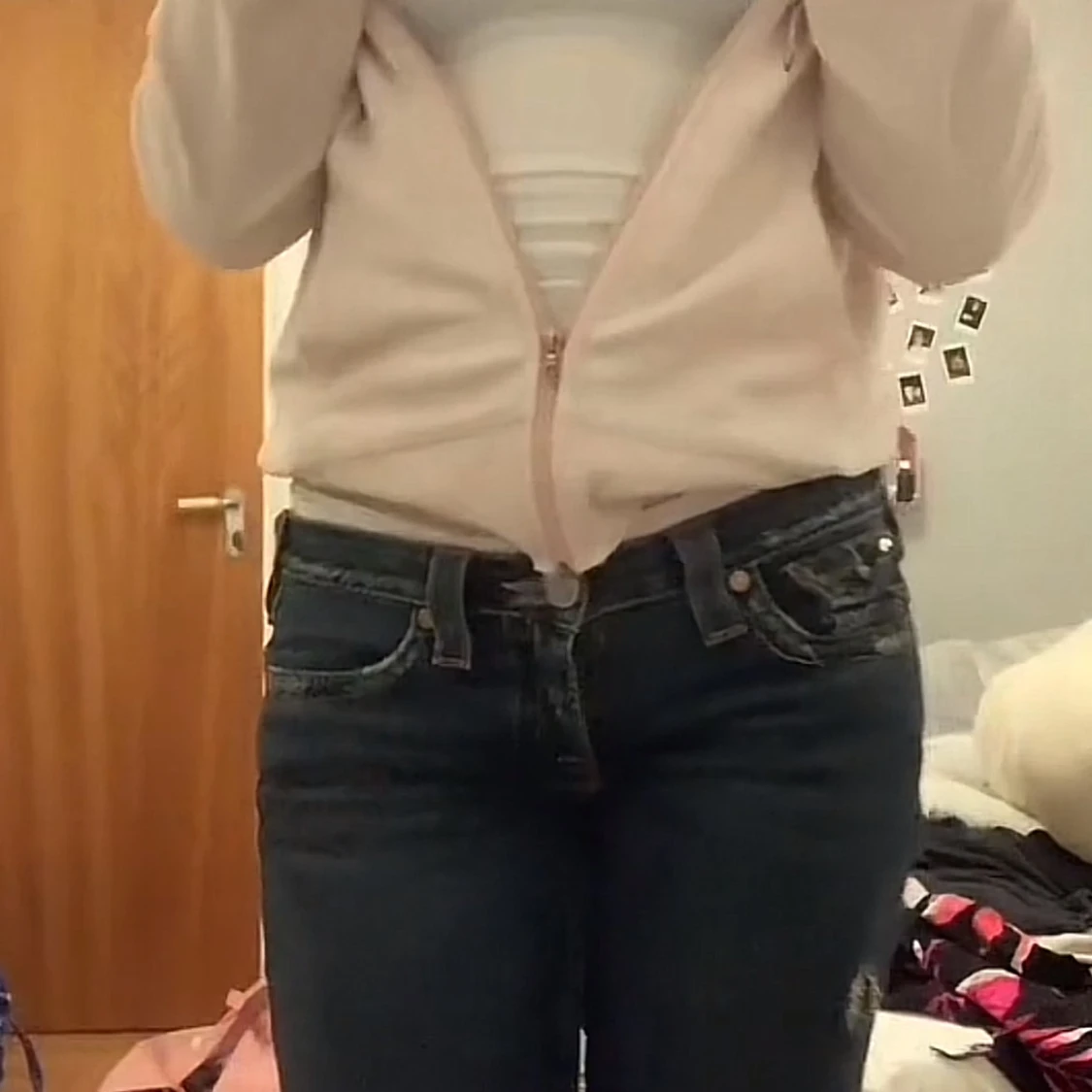 Ljusrosa kofta med dragkedja - 1