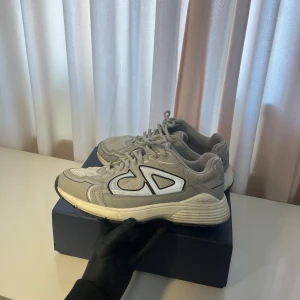 Grå sneakers från Dior - Snygga grå sneakers från Dior med en stilren design och vita detaljer. Skorna har en robust sula och snörning för en bekväm passform. Perfekta för en trendig look. (Pris kan diskuteras❗️)
