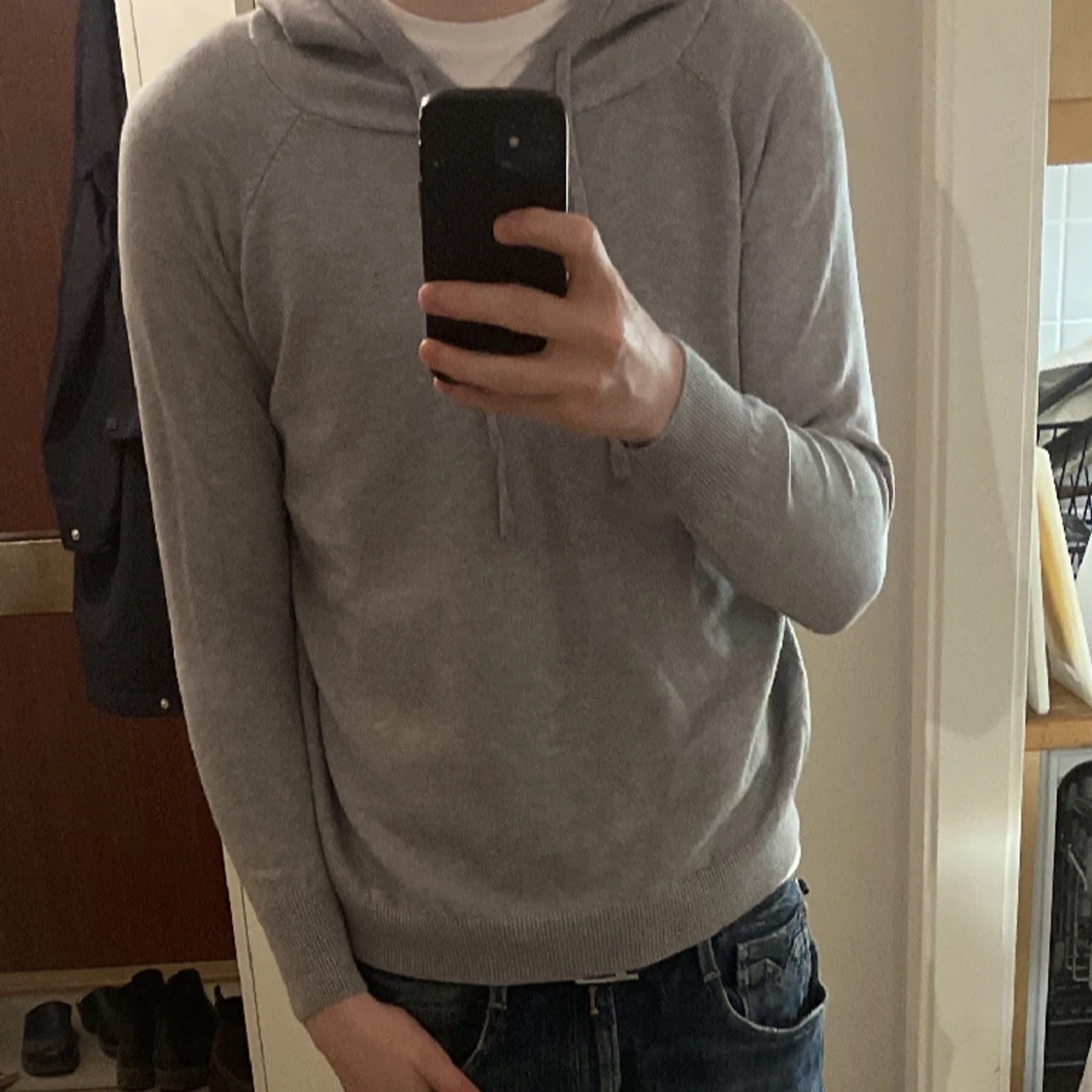 Grå hoodie merinoull  - 1