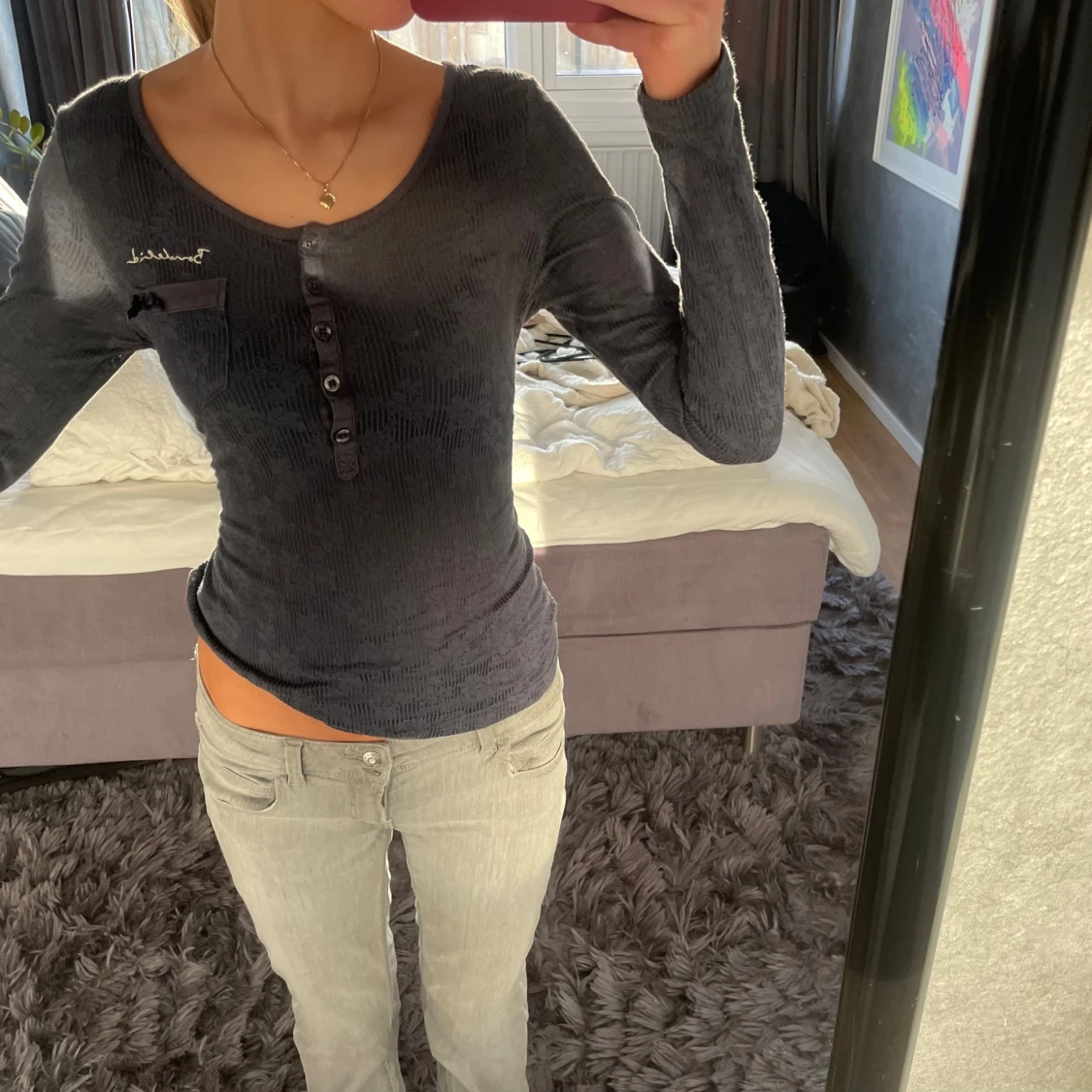 Mörkgrå långärmad topp från Hollister - 1